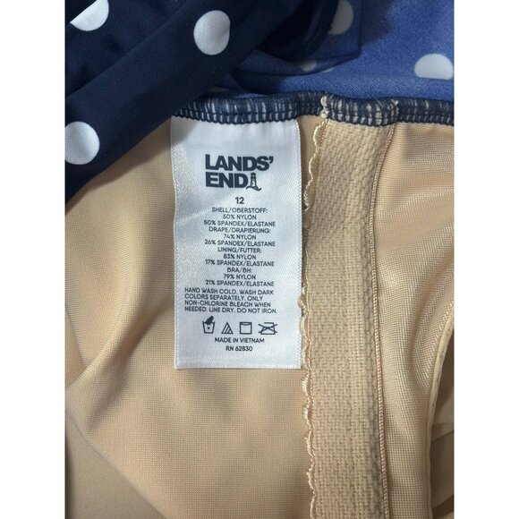 Lands’ End Swimsuit Sz 12 Carmela Blue White Polka Dot New - Picture 7 of 9